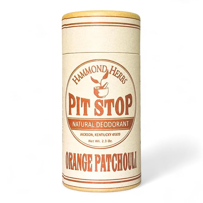 PIT STOP Deodorant - Aluminum-Free, Plastic-Free, All-Natural Odor Control (Orange & Patchouli)