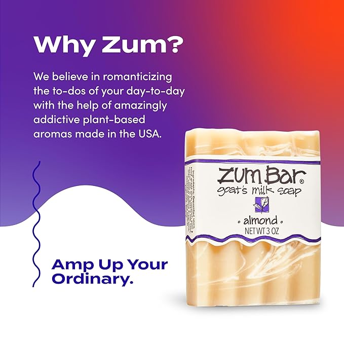 Zum Indigo Wild Goat's Milk Soap Bar - Bar Soap for Hands & Body Made with Essential Oils - 3 oz - Almond (6 Pack)