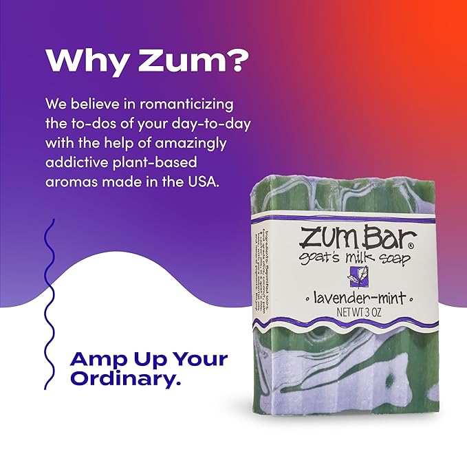 Zum Indigo Wild Goat's Milk Soap Bar - Bar Soap for Hands & Body Made with Essential Oils - 3 oz - Lavender-Mint (6 Pack)