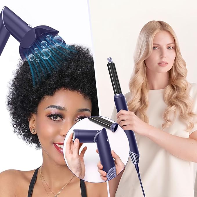 6 in 1 Hair Dryer Brush, Detachable Air Hair Styler Curling, Drying,Volumizing, Straightening, Negative Ionic Hair Dryer with Diffuser, Hair Styling Tools