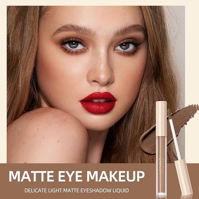 8-Color Liquid Matte Eyeshadow Set - Waterproof & Quick-Drying Formula, Nude & Smoky Creamy Shades for Priming, Highlighting, Contouring - Long-Lasting Eye Makeup Essentials