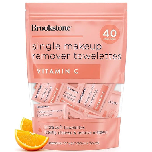 Brookstone Individual Makeup Remover Wipes - Ultra Soft, Makeup Remover Wipe Individually Wrapped, Gently Cleanse & Remove Makeup, 40 Count Makeup Wipes Individually Wrapped