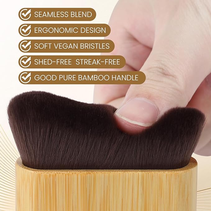Self Tanner Brush,Large Self Tanning for Self Tan,Kabuki body brush for self tanner,Body Makeup Brush for Leg Makeup,Bronzer Shimmer Glow Blend Brush,Sunless Tanner Makeup Body Brushes (Bamboo)