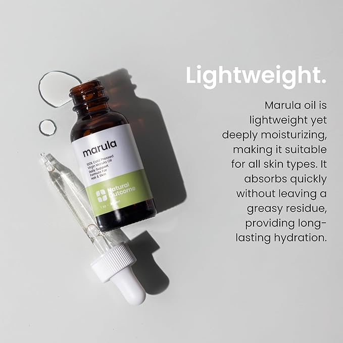 natural outcome Marula Oil 100% Pure Cold-Pressed Moisturizer for Face, Hair & Body - Lightweight Anti-Aging & Hydrating Facial Oil, 1 oz