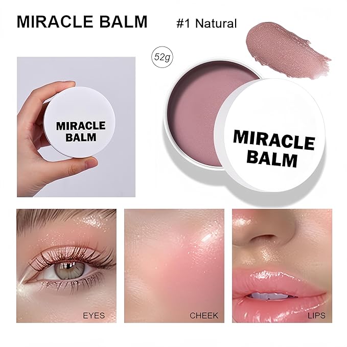 4 Color Multi Glow Blush BalmFace Makeup, Face Creamy Blush for Women Cheek Lip Eye, Lightweight & Blendable Color Blush Palette for All Skin Types(01 Natural)