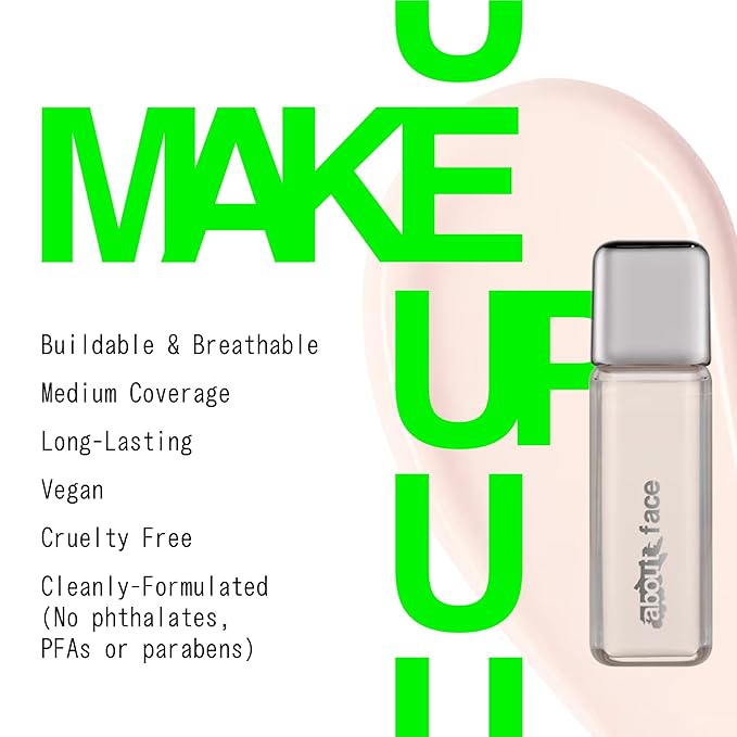 about-face THE PERFORMER Skin-Focused Foundation F0Cool – Medium Coverage, Long-Wear, Breathable & Buildable Base – Clean, Vegan, Hydrating Formula with Blue Agave & Chlorella – 1.08oz