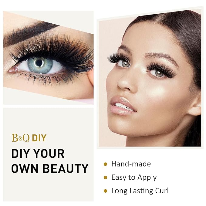 Lash Clusters B02 DIY Eyelash Extensions 72 Clusters Mega Volume C D Curl Individual Lashes Cluster Extensions for DIY at Home (NM-C-8-16MIX)