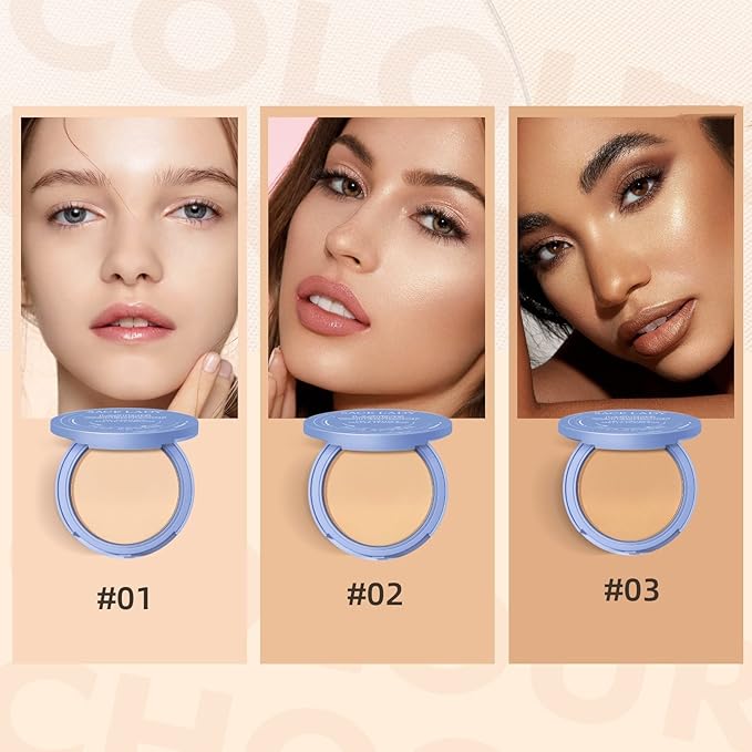 SACE LADY Face Powder Waterproof Sets Makeup, Controls Shine, Smooth Fine Lines for Flawless Lightweight Finish, Long Lasting Matte Compact Setting Powder Cosmetics Cruelty-free, 0.35oz (#01)