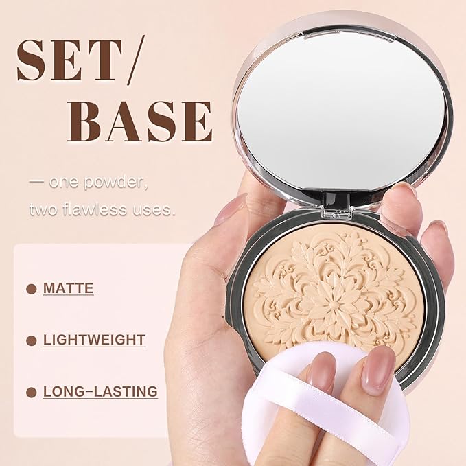 UCANBE 2-in-1 Set & Prime Pressed Setting Powder – Lightweight Foundation Coverage & Oil Control, Hydrating | Long-Lasting | Alcohol-Free | Paraben-Free | Smooth Matte Finish (Fair)