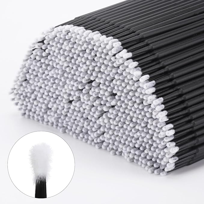 Tbestmax 1200 Pcs Micro Applicator Brush, Micro Swabs, Disposable Eye Lashes Mascara Wands for Eyelash Extension(Black)