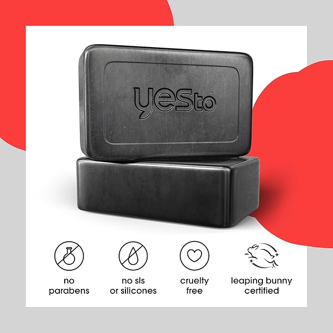 Yes To Tomatoes Charcoal Bar Soap with Tomato Extracts & Sunflower Seed Oil - Detoxifying Face & Body Soap for Men, Women, and Teens, 6 oz - Paraben-Free