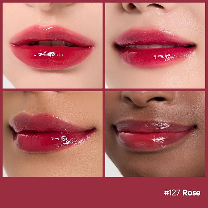 Laka Fruity Glam Lip Tint Mini, Glowing Lip Stain with Wide Color Spectrum, Hydrating & Lightweight Texture, Long-Lasting Bold Stain, Non-Sticky, Vegan, K-Beauty (127 Rose)