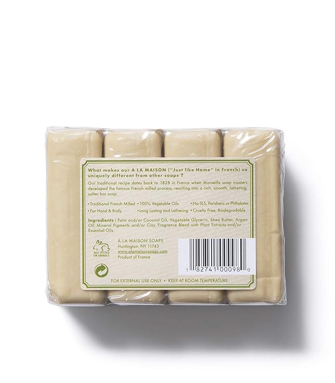 A LA MAISON Rosemary Mint Bar Soap - Triple French Milled Natural Moisturizing Hand Soap Bar (4 Bars of Soap, 3.5 oz)