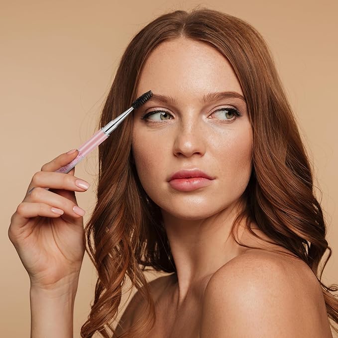 Spoolies Mascara Wands with Cap, 4 Pcs Portable Eye Lash Brush Wands Reusable Travel Eye Brow Brush Applicator Comb Makeup Tools for Eyelash Extensions Supplies, Make up Accessories for Women