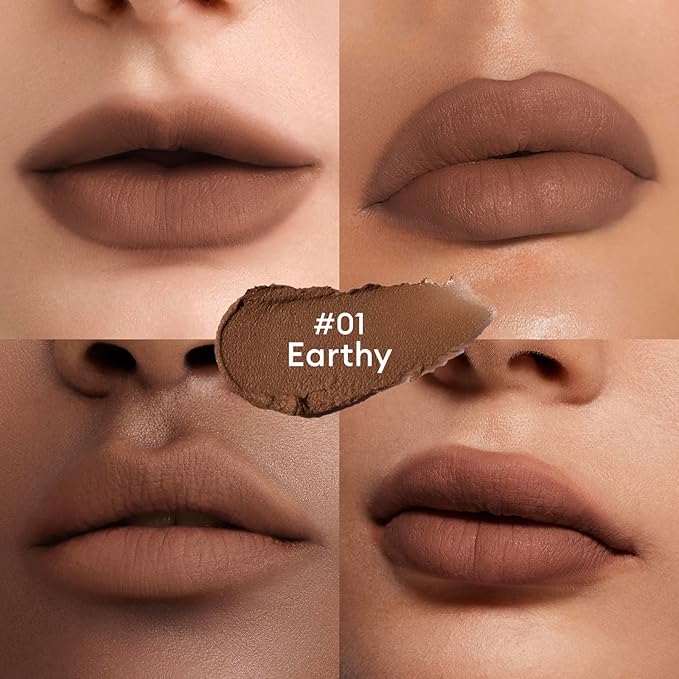 ITY Velvet Matte Finish Lip Stain-Mousse Textured Lip Clay, Red Shade, Conceals Lip Lines, Rich Pigment Lip Tint Lipsticks, 0.14 oz (4g) in Earthy, Truffle.