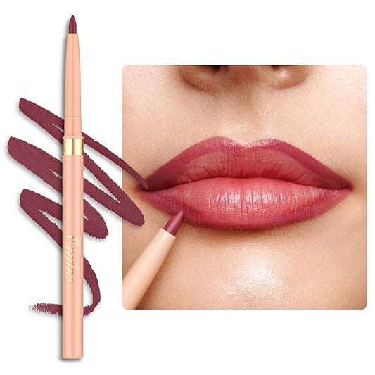Oulac Pink Retractable Lipliner Pencil 2in1 Waterproof Makeup Crayon for Lip Liner and Eye Liner, Smooth and Creamy, Long Lasting Matte Finish, Vegan Beauty, 05 Dried Rose