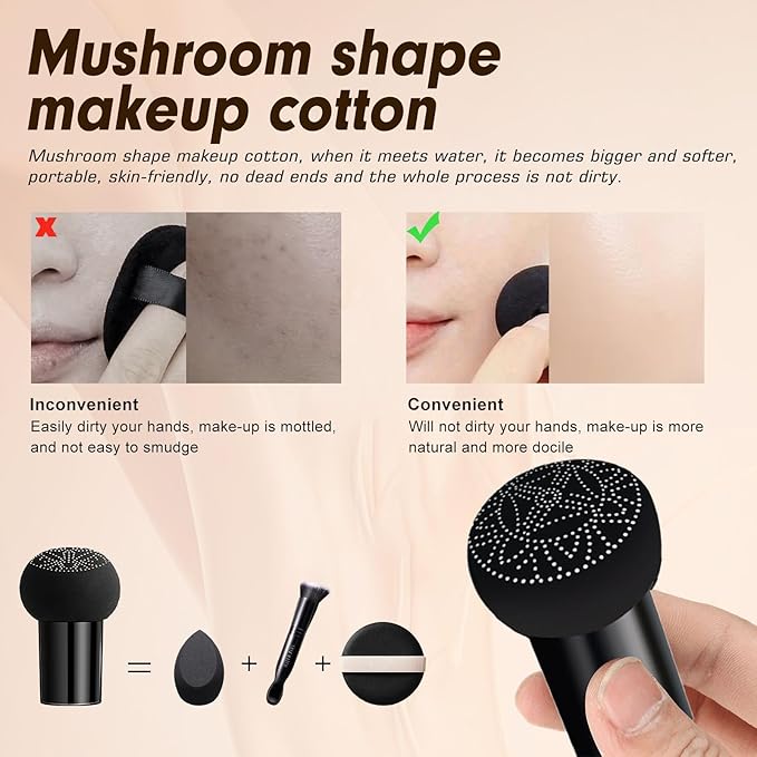 Mushroom Head Air Cushion CC Cream - BB Cream Foundation Makeup Concealer Moisturizing Oil Control, Long-Lasting & Waterproof, Easy Makeup Even Skin Tone (Natural, 3.21 Ounce (Pack of 1))