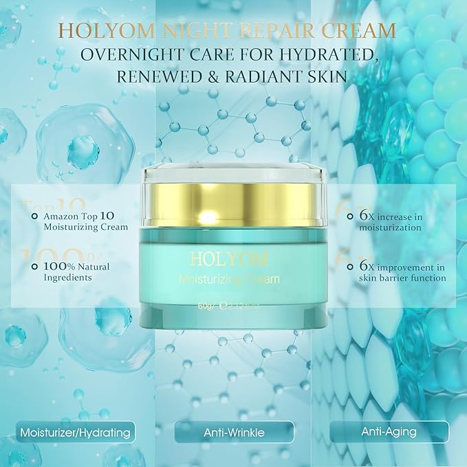 Restorative Night Cream for Face — Overnight Repair with Ceramides, Collagen Peptides & Hyaluronic Acid, Deep Hydration, Non-Greasy Texture, Sensitive-Skin Friendly, 2.12 fl oz