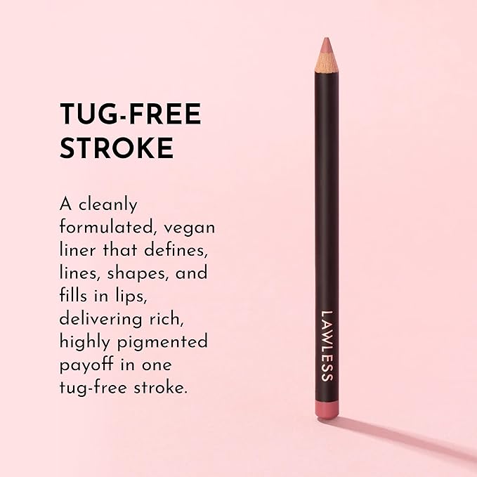 Lawless Forget the Filler Definer Liner - Pink Sand - Premium Lip Liner with Natural Ingredients to Provide a Smooth Look with a Satin Finish, Clean Makeup with Tug-Free Application - 0.04 oz