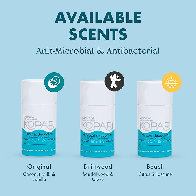 Kopari Aluminum Free Coconut Deodorant, Non Toxic & Clean Plant-Based, No Aluminum, Parabens or Baking Soda, Long Lasting Protection, Original 2 Pack