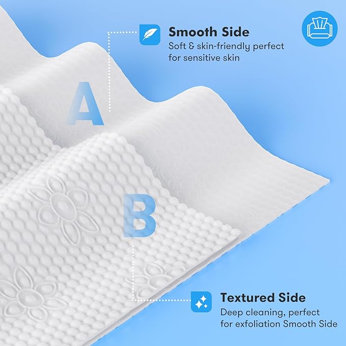 Disposable Face Towel, XL Facial Towelettes Soft Thick Absorbent, Lint-Free Biodegradable Makeup Remover Dry Wipes for Skin Care Washing Drying Nursing Camping Travel Essentials, 100 Ct
