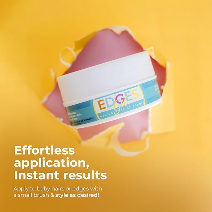 Edges Gel for 4C Hair, Strong Hold Edge Control, Non-Flaking & Long-Lasting Styling Gel for Black Women, Moisturizing Baby Hair & Braids, Alcohol-Free, Sulfate-Free, Coconut Oil & Biotin