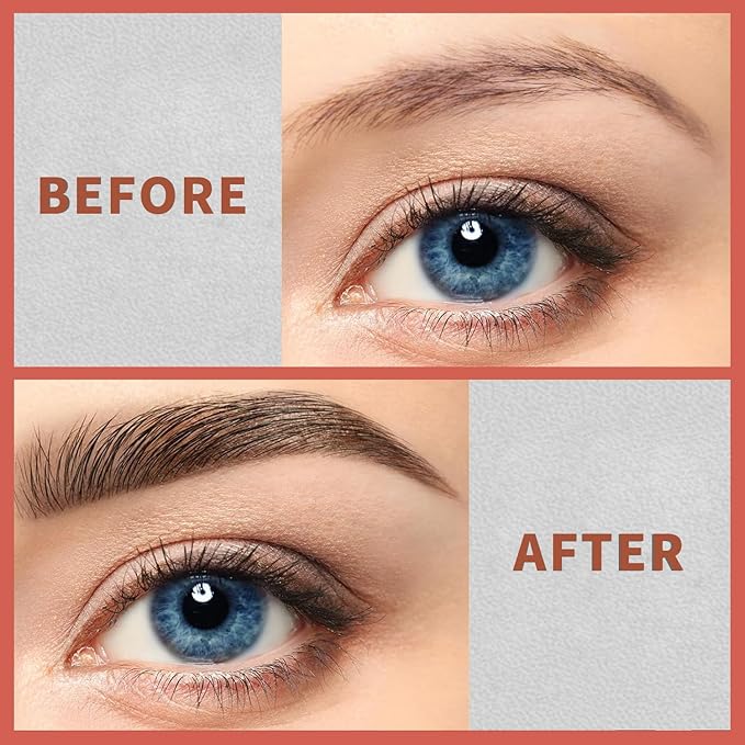 4-Fork Tip Microblading Eyebrow Pen With Brow Gel - 2-in-1 Waterproof Eyebrow Pencil, Long-Lasting Natural Hair-Like Brows, Smudge-Proof & Easy to Use (With Brow Gel 02#Dark Brown)