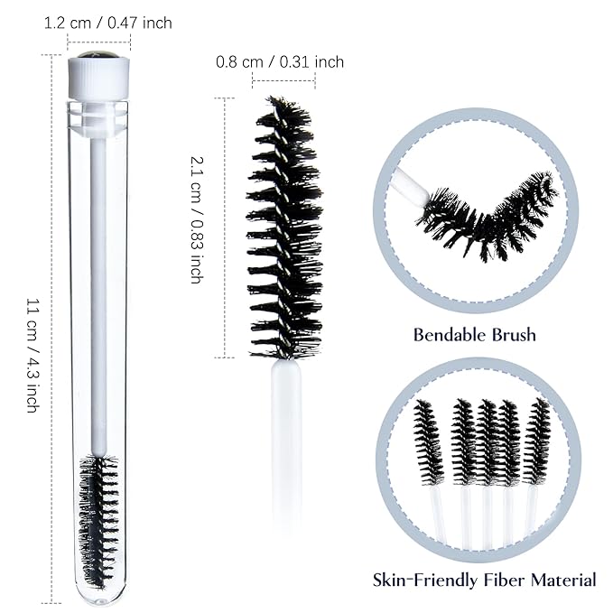 TUZAZO 80 Pieces Mascara Wand Tube Set 40 Diamond Empty Eyelash Brush Tubes Spoolies 40 Mascara Wand Lash Extension Brushes Applicators Makeup Tools (Black Lash Style)