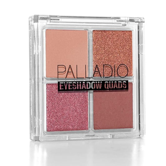 Palladio Eyeshadow Quads, Velvety Pigmented Blendable Matte, Metallic & Shimmer Finishes, Creamy Formula, Four Way Quad Eye Shadow Palette, Talc-Free (Gossip Girl)