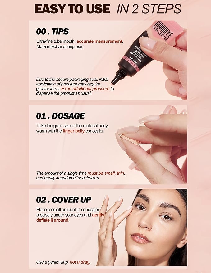 Erinde Under Eye Full Coverage Concealer, Color Corrector for Dark Circles, Fine Lines, Redness & Discoloration, Waterproof Natural Finish Dark Circles Under Eye Concealer, 03 Medium
