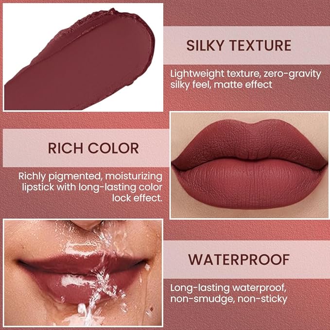 Matte Lip Liner – Sharpenable, Professional Waterproof & Smudge-Proof, Velvet Matte, Long-Lasting Color Lock, Daily Wear, Ideal for Bold & Chic Makeup Looks, Wine Red (Shade 05)