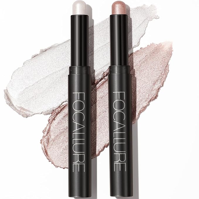 FOCALLURE (2 Pcs 2 in 1 Eyeshadow and Eyeliner Pen,Waterproof Eye Shadow Pencil,Hypoallergenic Eyeshadow,Highlighter Eye Liner,Multi-Dimensional eyes Look,Twilight