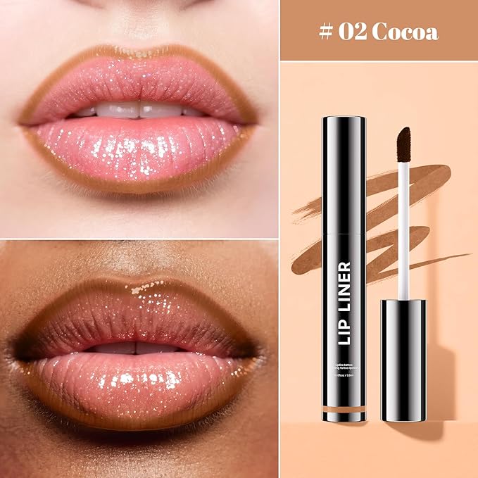 Lip Stain Peel Off - Long-Lasting Lip Liner, Creamy Matte Lip Makeup Waterproof & Smudge-Proof Lip Liner Stain, Highly-Pigmented Pencil for Shaping & Sculpting Lips (Cocoa)