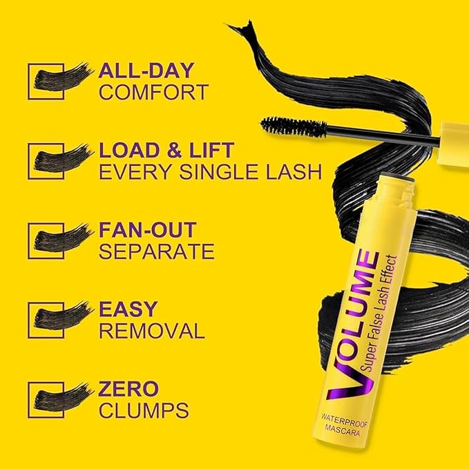 Bubble Mascara - Smudge-Proof, Volume and Length Formula for Bold, Lengthening and Curling, Natural, Thick, Long Lasting Waterproof and Sweatproof, Can Be Layered to Boost Curl (2PCS)