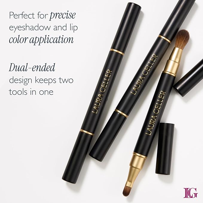 LAURA GELLER NEW YORK Retractable Dual-Ended Lip & Eyeshadow Brush | Two-in-One Tool for Applying Eye Makeup and Lipsticks with Ease | Travel Friendly Retractable Design