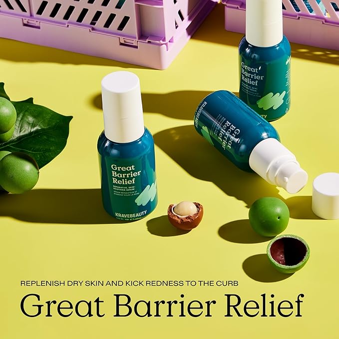 KraveBeauty Jumbo Great Barrier Relief Serum – Korean-Inspired Barrier Repair Serum, Tamanu Oil, Soothes Redness & Hydrates, Vegan & Cruelty-Free, 3.38 fl oz