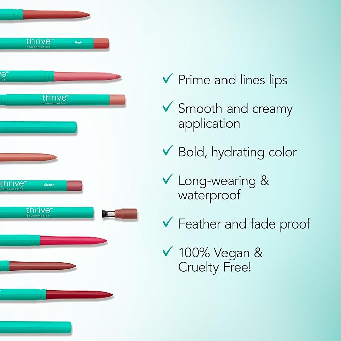 Thrive Causemetics Lip Filler Long-Wearing + Plumping Lip Liner, Shea Butter Hydrating Lip Plumper Retractable Lip Liner Pencil, Built In Sharpener, Vegan & Cruelty Free, Katrece (Espresso)
