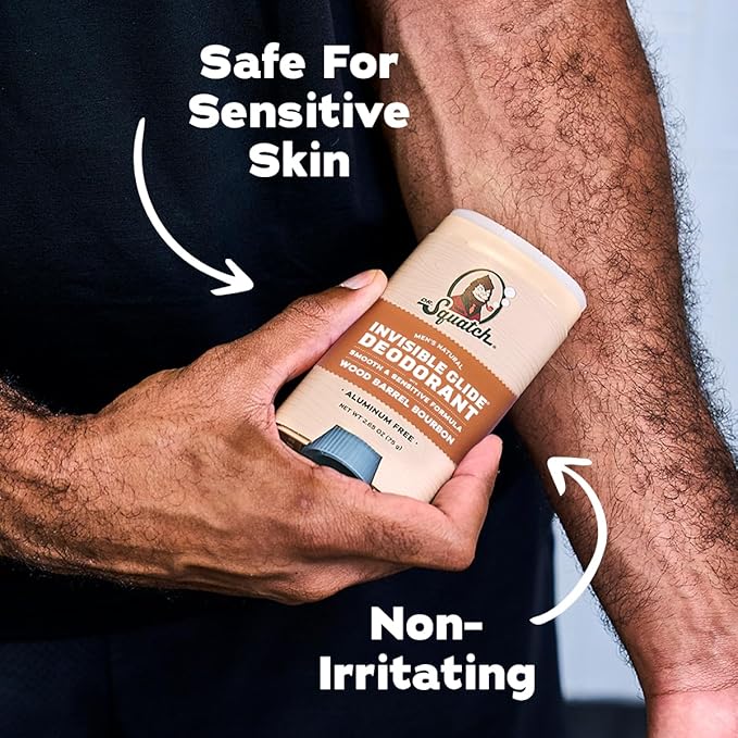 Dr. Squatch Invisible Glide Deodorant – Natural Smooth Roll On, No Stains, Aluminum Roll & Dermatologist-Tested Formula Suits Sensitive Skin – Wood Barrel Bourbon + Rainforest Rapids, 2.65oz (2-Pack)