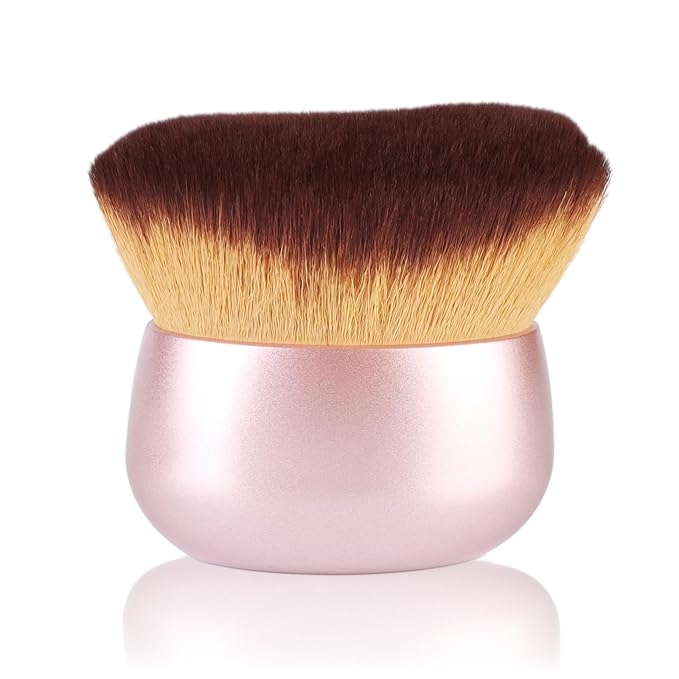 Extra Large Body Makeup Brush,Oval Face & Back Kabuki Brush for Flawless Contour, Bronzer & Leg Makeup,Dry Brushing & Facial Massager,Premium Matte Gold Design