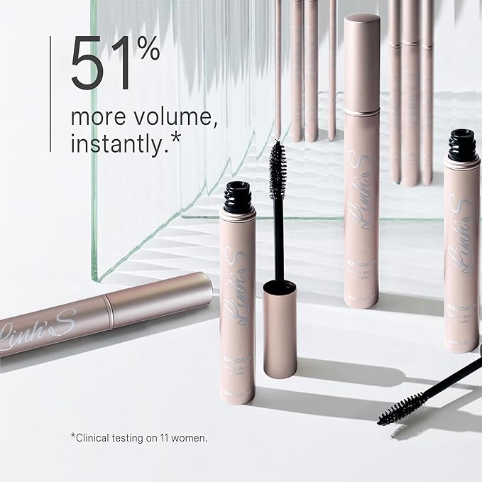 Linh’s | Growth Serum Mascara-Infused Ultra-Black washable for Longer, Voluminous Lashes – Smudge-Proof & Clump-Free | Growthing, Lengthening, Defining, Curling
