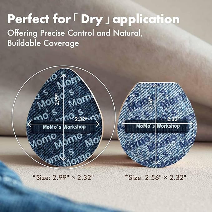 Blue Denim Makeup Sponges,Super Soft Blenders for Liquid Foundation, Dual Design (Egg + Flat Edge), Natural Skin-Like Finish, Rubycell, Makeup on Details Targeted, Travel Friendly & Reusable,2pcs
