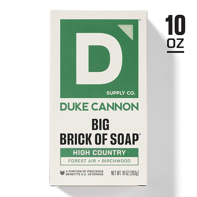 Duke Cannon Supply Co. Extra Large Big Brick Bar Soap - Men's Triple-Milled Bar Soap with Masculine Scents - Forest Air + Birchwood - All Skin Types - High Country, 10 oz