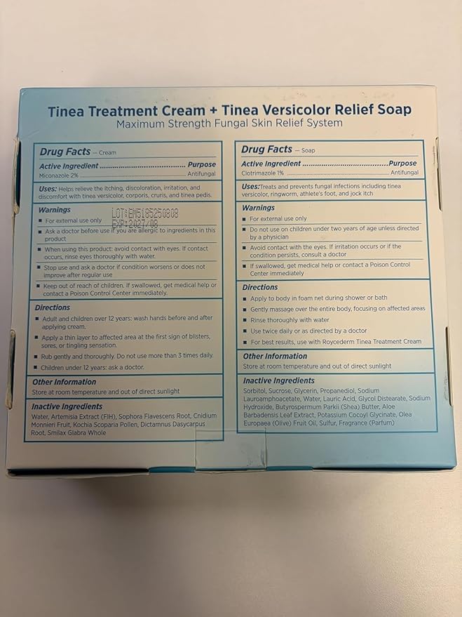 Tinea Versicolor Relief Cream & Soap Kit - Helps with Tinea Versicolor, Fungal Skin Conditions – Soothes, Cleanses, and Restores Skin Health