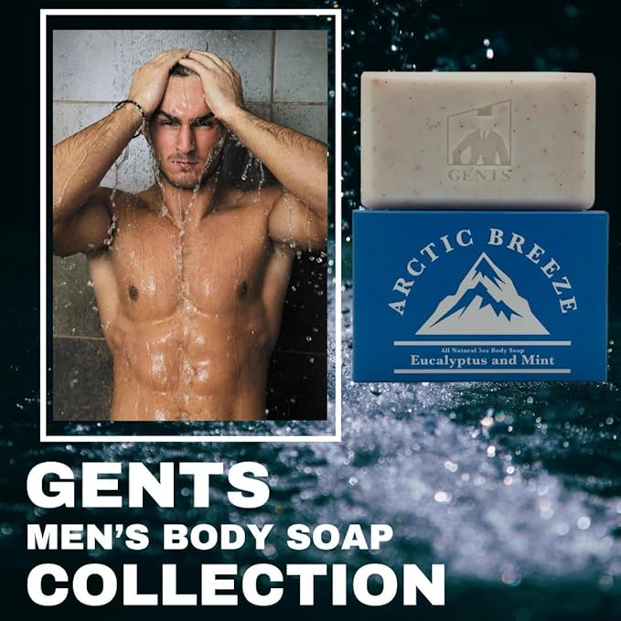 Gents Variety Men's Body Soaps - Moisturizing Bar Soap for Men, Smell Fresh and Clean, Washing Hands & Body, All Skin Types for Bath and Shower (Arctic Breeze)