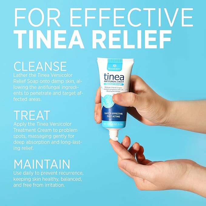 Roycederm Tinea Versicolor Treatment, Athletes Foot Treatment, Ringworm Treatment for Humans, for Tinea Versicolor & Pedis,Fast Healing Anti Fungal Skin Cream - Multi-Functional - Pack of 2