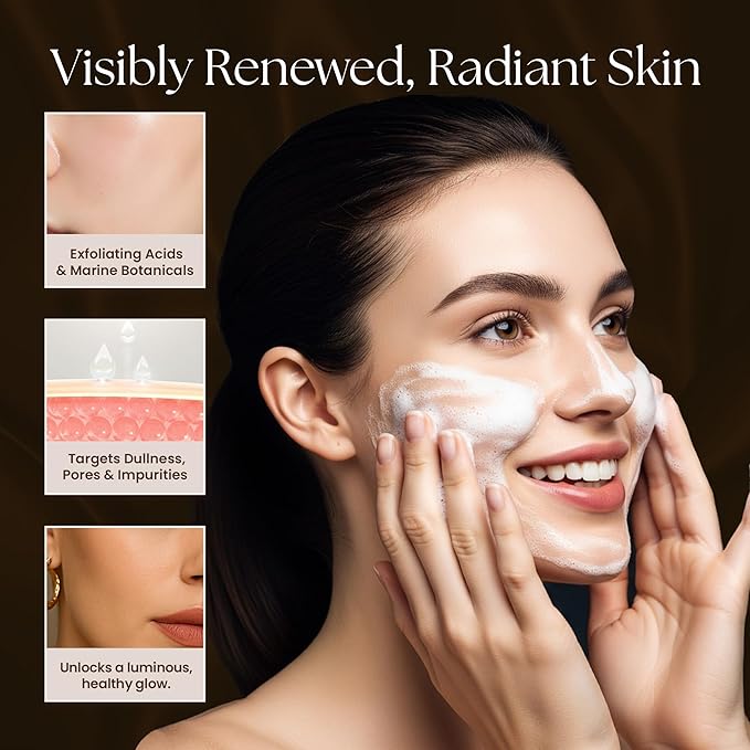 GlycoPeptide Radiance Cleanser – Gentle Exfoliating and Hydrating Face Wash with Glycolic Acid, AHAs, Peptides, Vitamins C and E – Radiance-Enhancing Daily Cleanser – 4.73 fl oz / 140ml