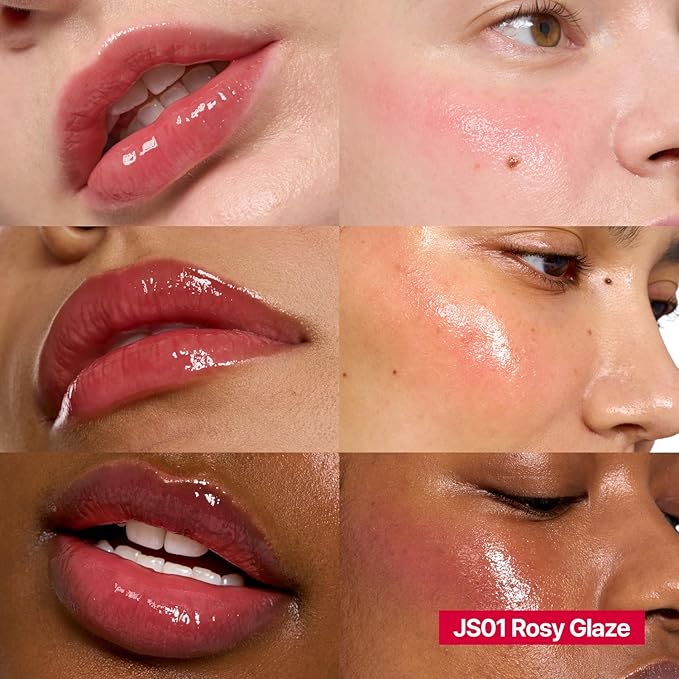 Glowy Jelly Pot + Keychain SET | Dewy Jelly Lip & Blush Color, Tinted Glow Jelly Balm, Dewy Buildable Finish – Rosy Glaze (Dusty Rose) | 0.14 oz