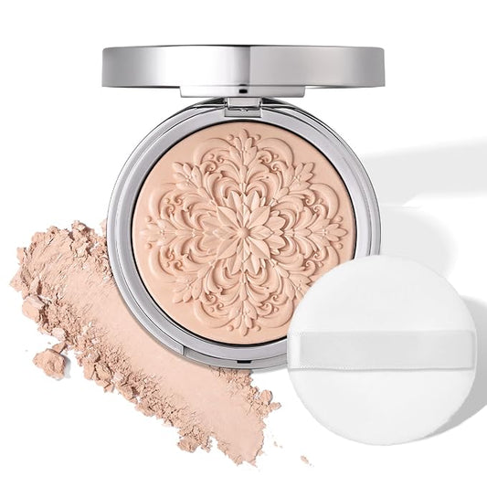 UCANBE 2-in-1 Set & Prime Pressed Setting Powder – Lightweight Foundation Coverage & Oil Control, Hydrating | Long-Lasting | Alcohol-Free | Paraben-Free | Smooth Matte Finish (Light)