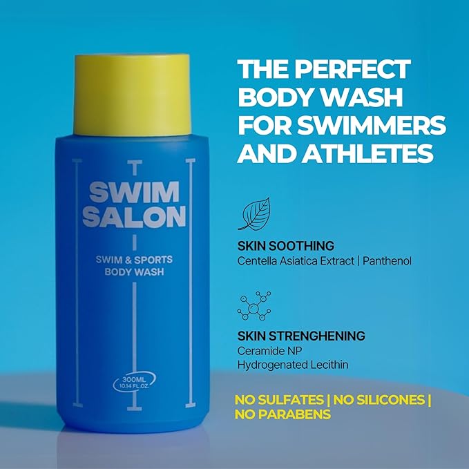 Chlorine-Removing Body Wash for Swimmers | Vitamin C | Hydrating & Refreshing | Sulfate-Free, Silicone-Free, Paraben-Free (10.58 oz / 300g, Pack of 2)
