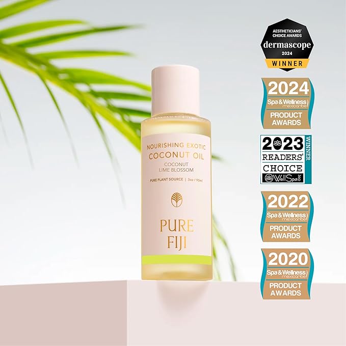PURE FIJI Travel Size Nourishing Exotic Coconut Oil, Coconut Lime Blossom (3oz/90ml)